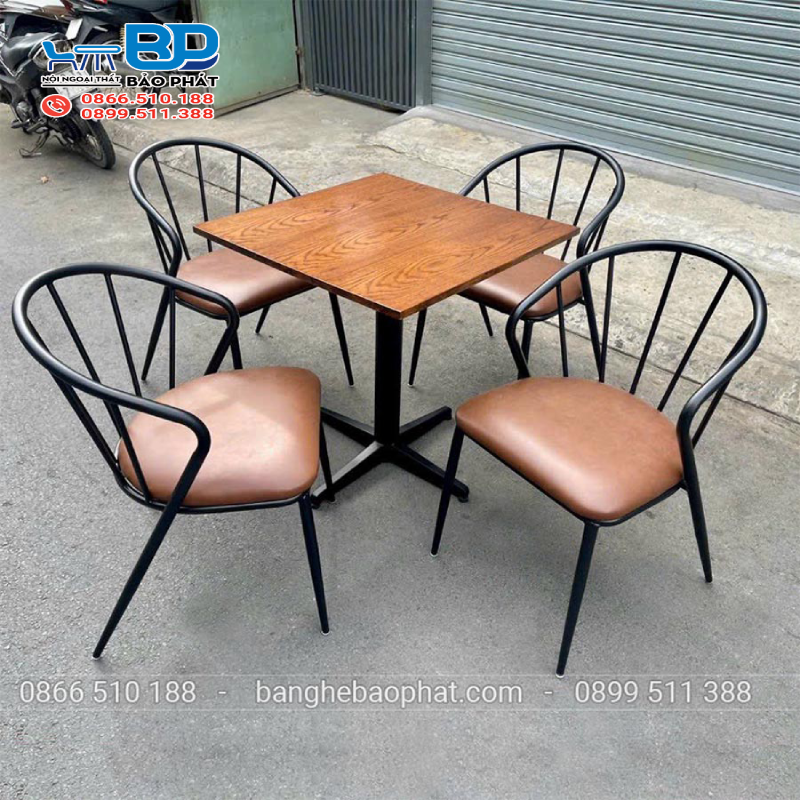 Bàn ghế sắt nệm quán cafe BGSBP044
