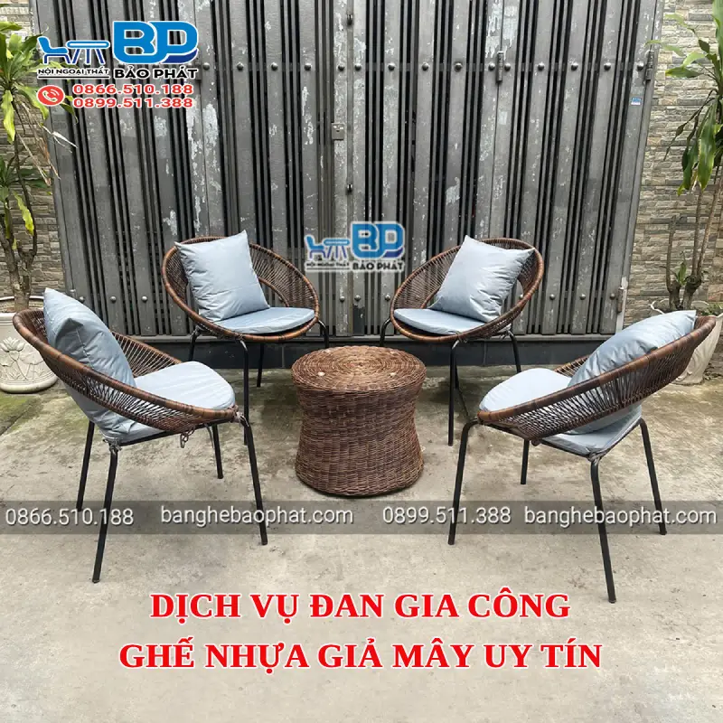 Dịch vụ đan gia công ghế nhựa giả mây uy tín