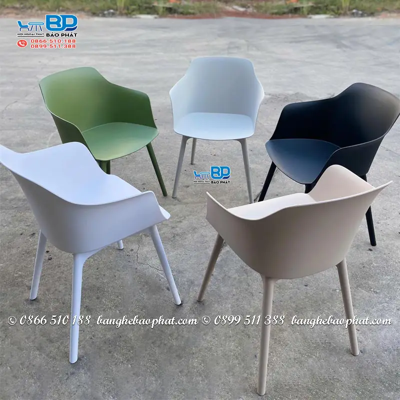 Ghế cafe ngoài trời nhựa đúc 3030 cao cấp