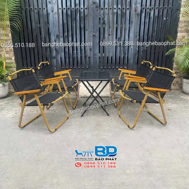 Ghế cafe thấp khung sắt kết hợp tay gỗ