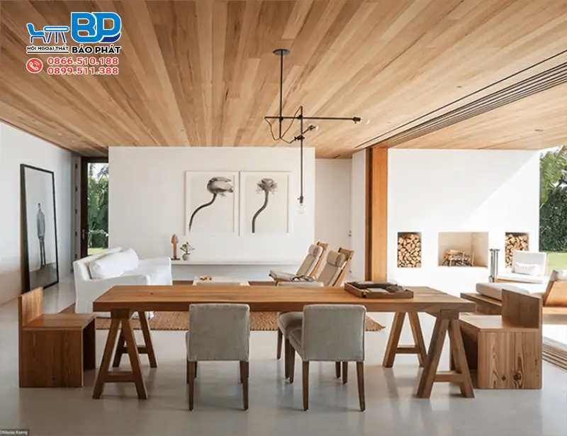 Gỗ ghép cao su có thể sử dụng để ốp trần nhà