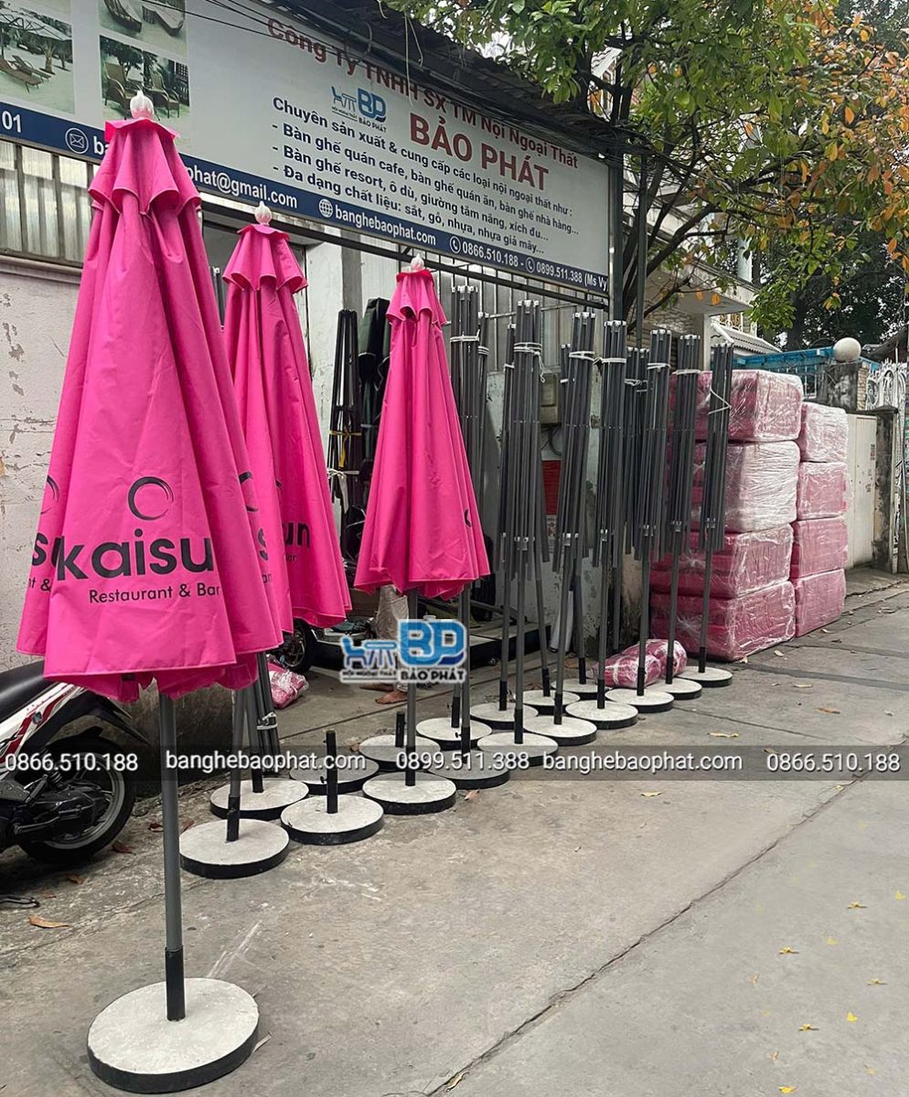 Dù che nắng chính tâm đường kính 3 mét màu hồng 15 Dù che nắng chính tâm đường kính 3 mét màu hồng độ bền cao
