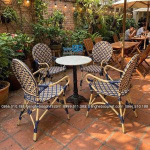 Bàn ghế nhựa giả mây ngoài trời cao cấp BGNGMBP083