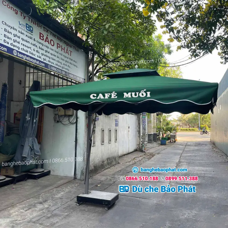 Bạt dù lệch tâm vuông 3m x 3m tại Bao Phát chất lượng cao, chống nắng vượt trội