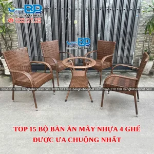 Top 15 bộ bàn ăn mây nhựa 4 ghế được ưa chuộng nhất [timect]