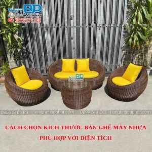 Cách chọn kích thước bàn ghế mây nhựa phù hợp với diện tích
