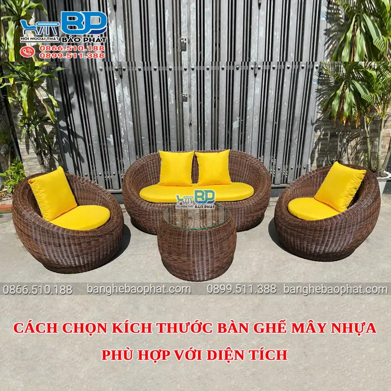 Cách chọn kích thước bàn ghế mây nhựa phù hợp với diện tích