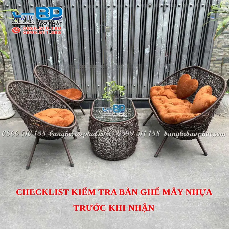 Checklist kiểm tra bàn ghế mây nhựa trước khi nhận