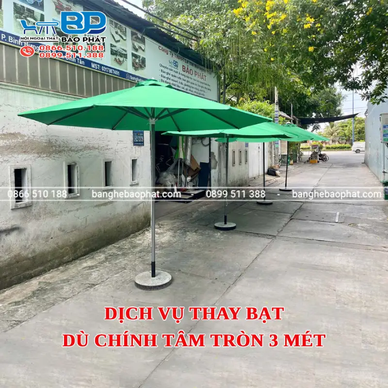 Dịch vụ thay bạt dù chính tâm tròn 3 mét