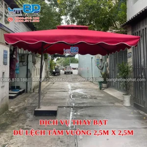 Dịch vụ thay bạt dù lệch tâm vuông 2.5m x 2.5m