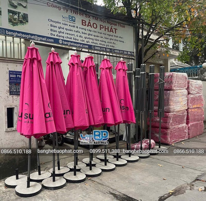 Dù che nắng chính tâm đường kính 3 mét màu hồng 14 Dù che nắng chính tâm đường kính 3 mét màu hồng khả năng che chắn tối ưu