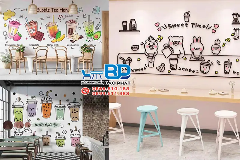 9 Mẫu Setup Quán Trà Sữa Đẹp Thu Hút Khách 18 Setup quán trà sữa phong cách trẻ em – gia đình