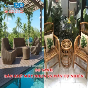 So sánh bàn ghế mây nhựa vs mây tự nhiên