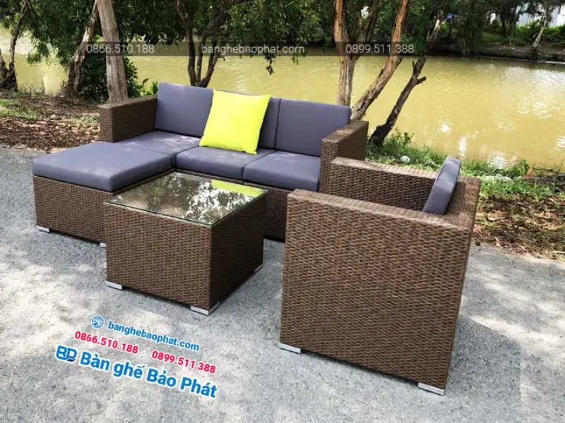 Sofa góc mây nhựa ngoài trời SFMNBP001 chất lượng cao