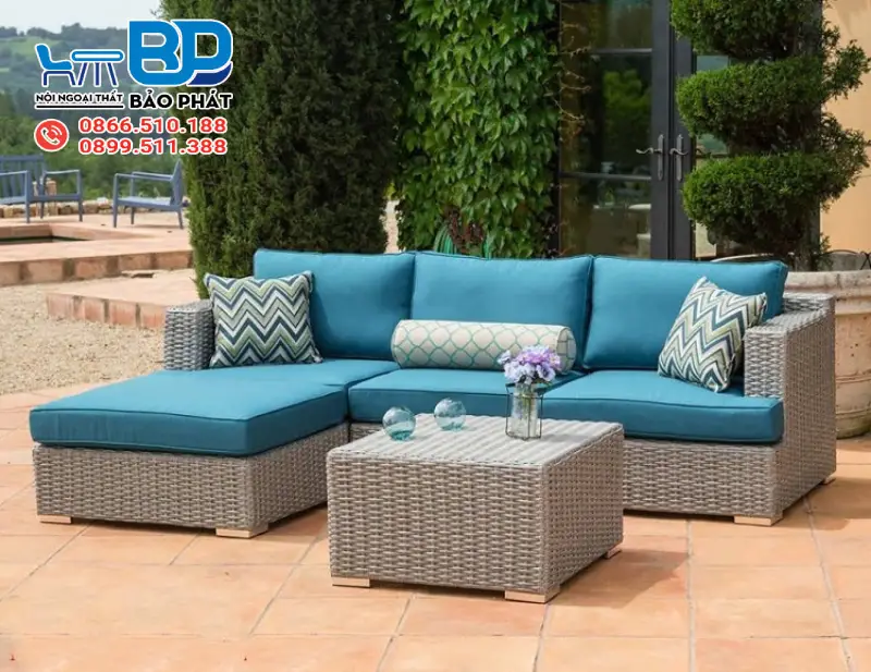 Sofa góc mây nhựa thiết kế linh hoạt, tối ưu mọi không gian