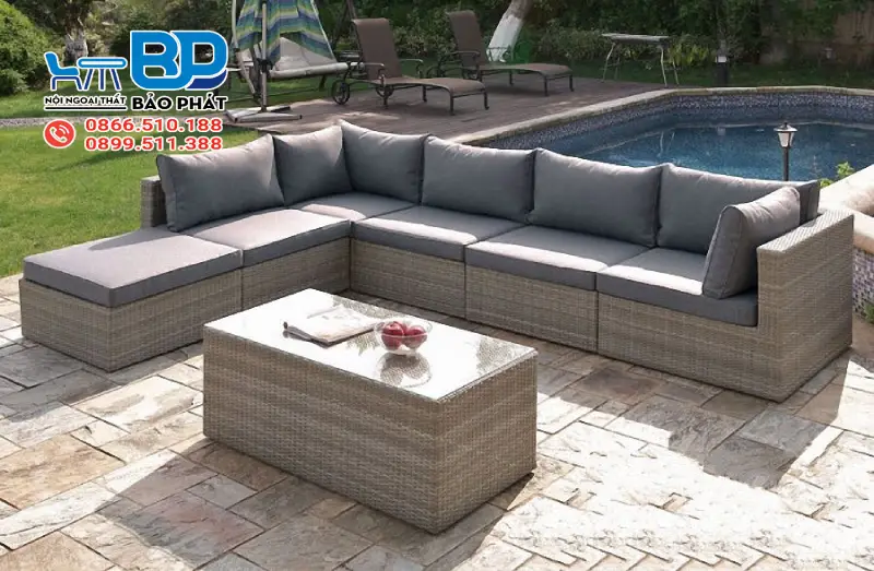 Sofa góc nhựa giả mây đẹp, thích nghi tốt với mọi không gian