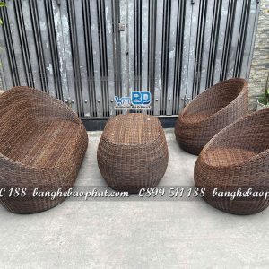 Sofa mây nhựa ngoài trời sofa trứng dây tròn