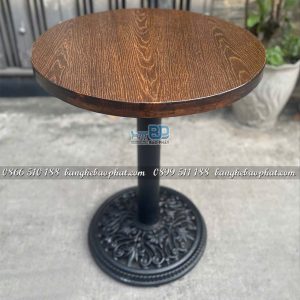 Bàn Cafe Chân Gang Đúc Hoa Văn Mặt Gỗ Cạnh Dày 34mm 9 Bàn cafe chân gang đúc hoa văn mặt gỗ cạnh dày 34mm