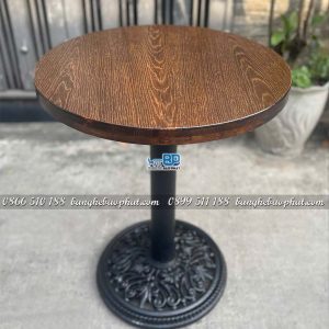 Bàn Cafe Chân Gang Đúc Hoa Văn Mặt Gỗ Cạnh Dày 34mm 11 Bàn cafe chân gang đúc hoa văn mặt gỗ cạnh dày 34mm