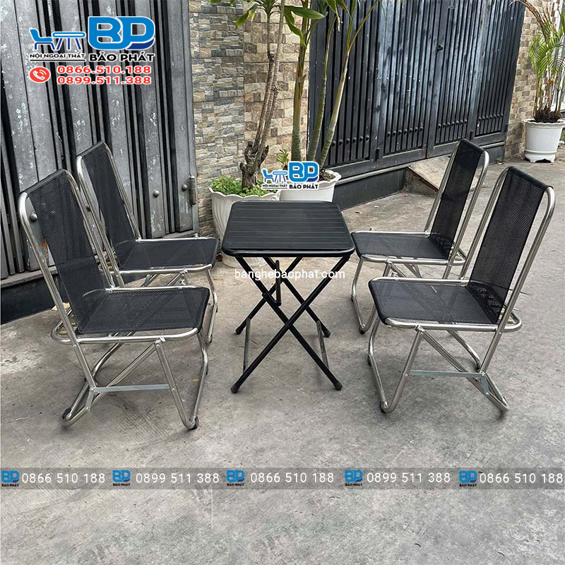 Bàn ghế inox quán cafe