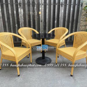 Bộ bàn ghế nhựa giả mây BGNGMBP086