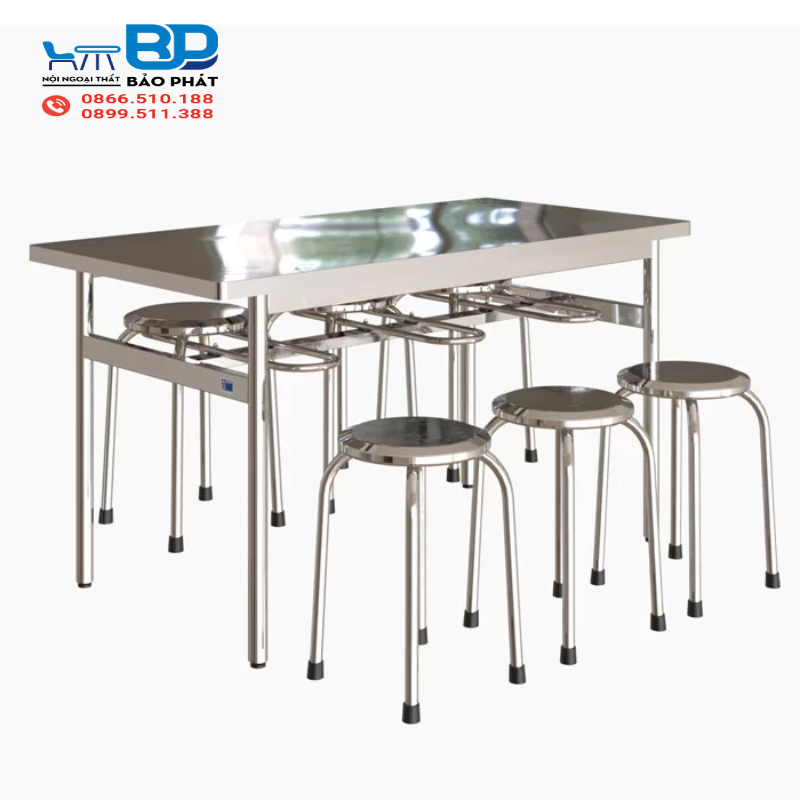 Bàn ghế quán ăn inox 204