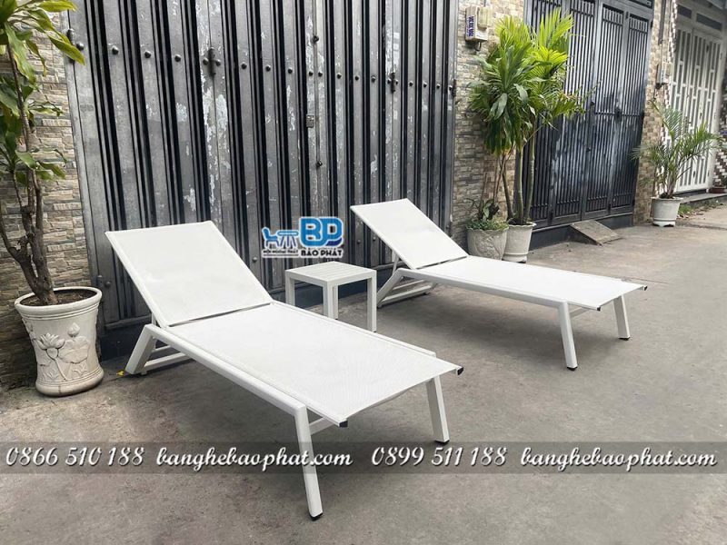 Nơi bán ghế hồ bơi BP-ATG2 ngoài trời nhôm lưới Textilene nhập khẩu
