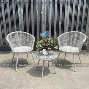 Bàn ghế ban công mây nhựa khung sắt