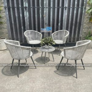 Bàn ghế ban công mây nhựa khung sắt