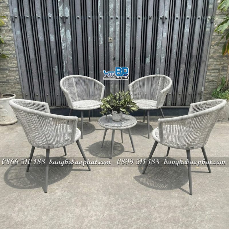 Bàn ghế ban công mây nhựa khung sắt