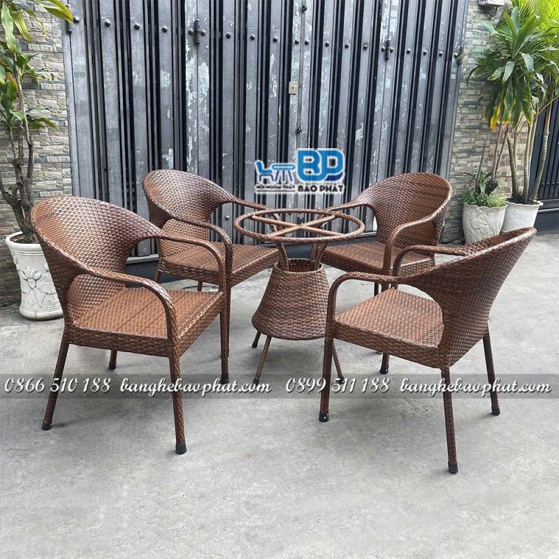 Bộ bàn ghế nhựa giả mây BGNGMBP088 14 Bàn ghế nhựa giả mây BGNGMBP088 bền đẹp