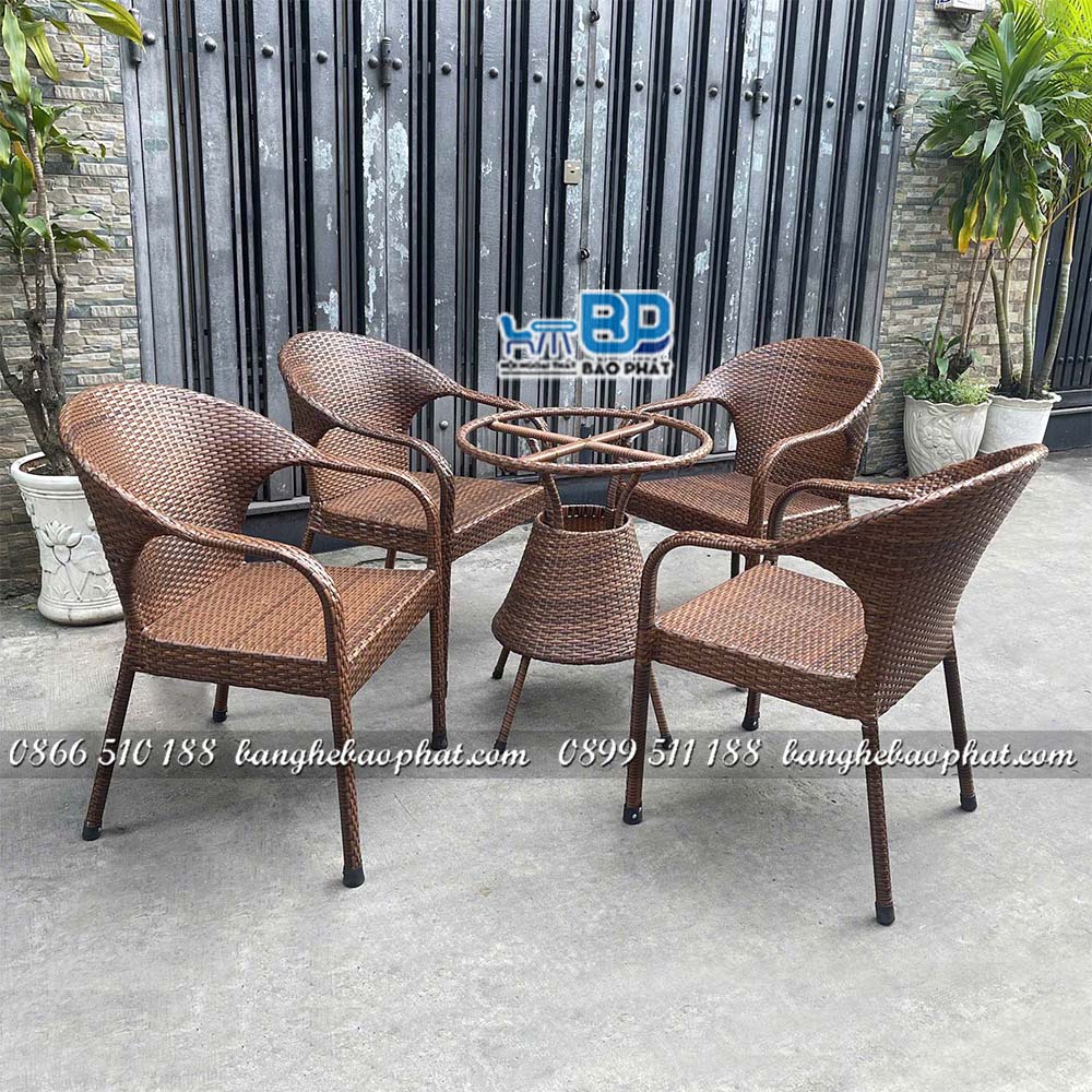 Bộ bàn ghế nhựa giả mây BGNGMBP088 5 Bàn ghế nhựa giả mây BGNGMBP088