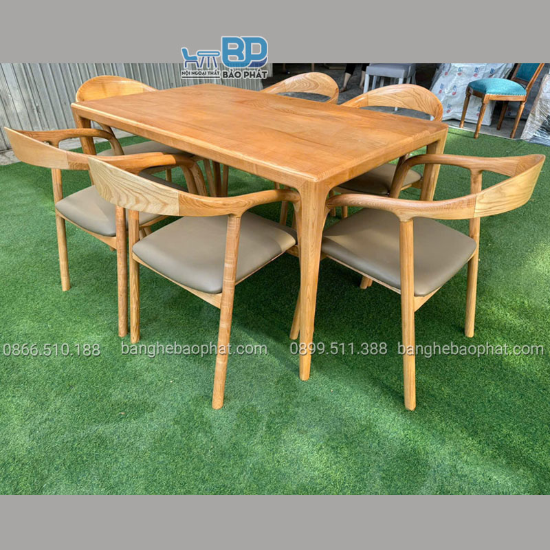 Bàn ghế quán ăn gỗ cao su bền đẹp và sang trọng