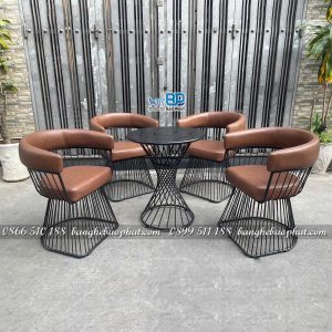 Bàn ghế sắt nệm BGSNBPTL060