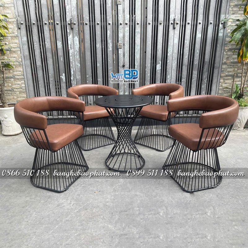 Bàn ghế sắt nệm BGSNBPTL060