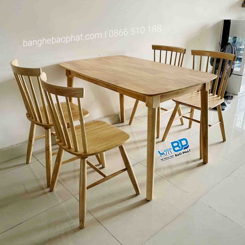 Bộ bàn ghế ăn gỗ ghế 7 song tiện