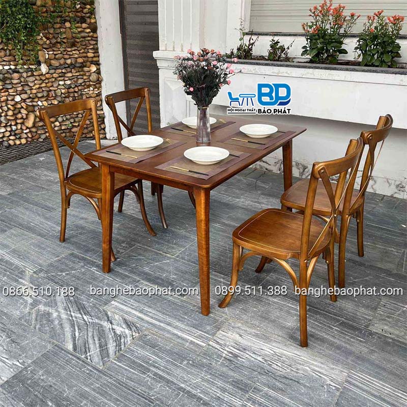 Bộ bàn ghế ăn gỗ ghế Bistro bàn Ashley