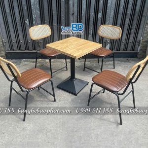 Bộ ghế sắt nệm cafe lotte lưng mây