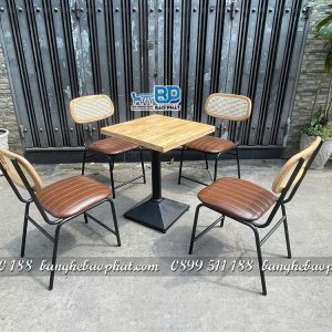 Bộ ghế sắt nệm cafe lotte lưng mây