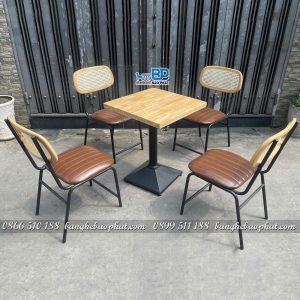 Bộ ghế sắt nệm cafe lotte lưng mây