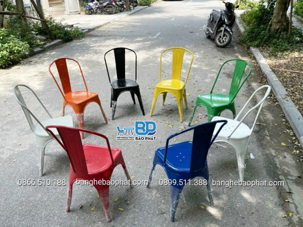 Ghế sắt Tolix có tựa lưng dùng làm việc văn phòng