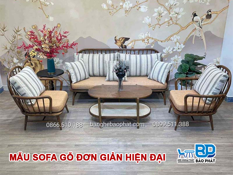 Ghế sofa gỗ đơn giản hiện đại