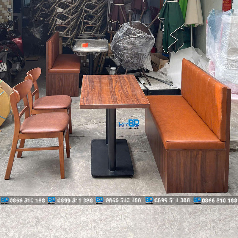 Mẫu sofa gỗ đơn giản hiện đại kết hợp với ghế mango