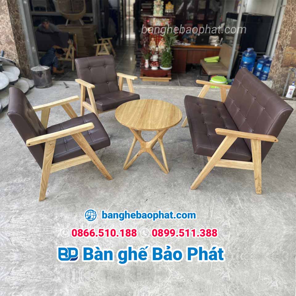 Ghế sofa cafe gỗ nệm  SFGMBP002 thiết kế đơn giản và hiện đại
