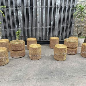 Bàn ghế đôn nhựa giả mây ngoài trời BGNGMBP090