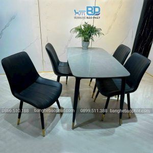 Bàn ghế phòng ăn sắt nệm ghế loft sọc