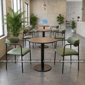 Bàn ghế sắt nệm ghế simon có tay tựa