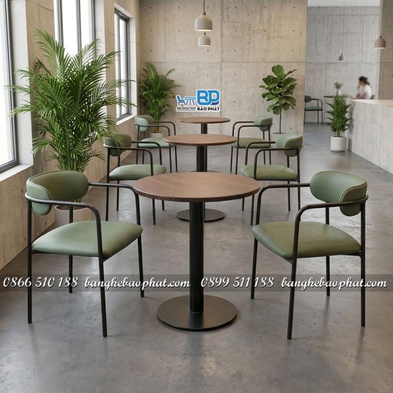 Bàn ghế sắt nệm ghế simon có tay tựa