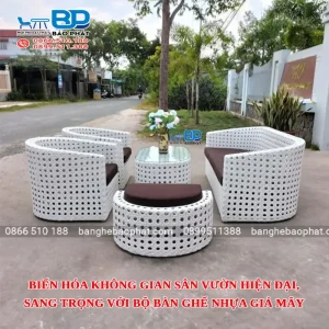 Biến hóa không gian sân vườn hiện đại, sang trọng với bộ bàn ghế nhựa giả mây