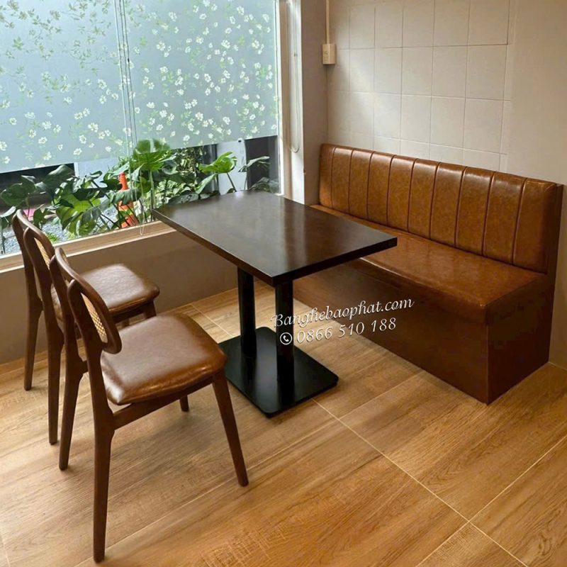 Bộ bàn ghế cafe gỗ nệm ghế secco lưng nệm 23 Bộ bàn ghế cafe gỗ nệm ghế secco lưng nệm